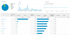 screenshot of traffic in google analytics