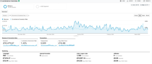 screenshot of e-commerce in google analytics