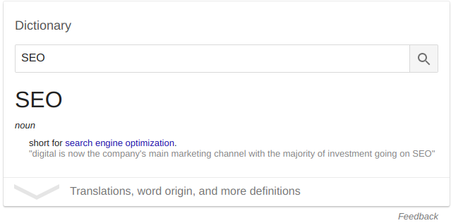 SEO Google Dictionary Box Monthly Round Up