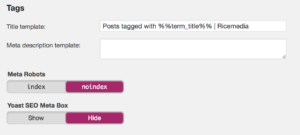 Wordpress pages to noindex in yoast