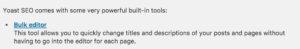 Yoast plugin bulk editor setting