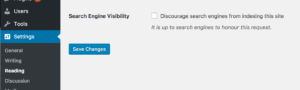 wordpress no index setting