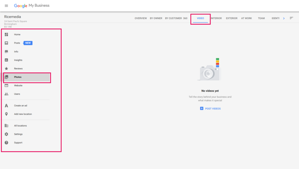 Google My Business Video uploads