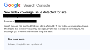 Index Coverage Issue Email Notification