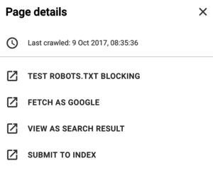 Test URL - Search Console Beta