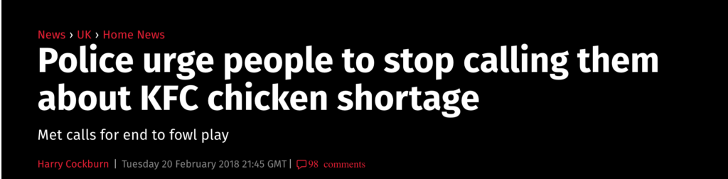 KFC PR after chicken shortage