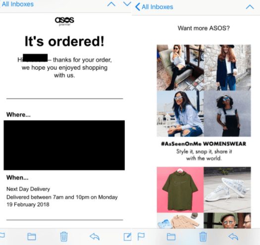 ASOS ‘thank you’ email