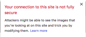 Web browser explaining that a site is not secure.