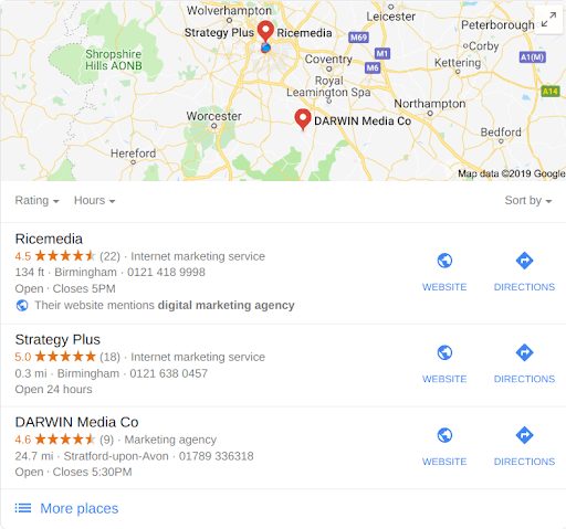 google my business screenshot