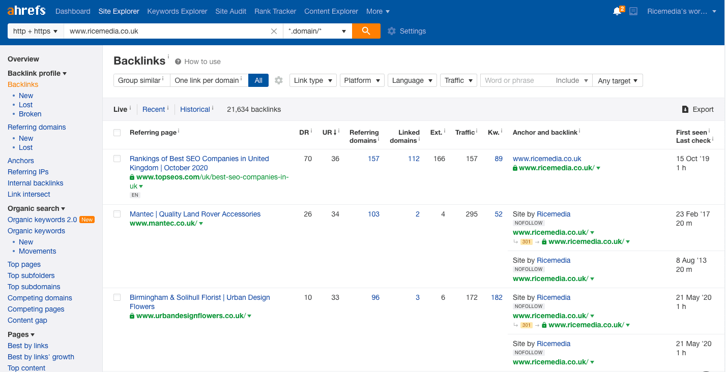 backlinks in Ahrefs